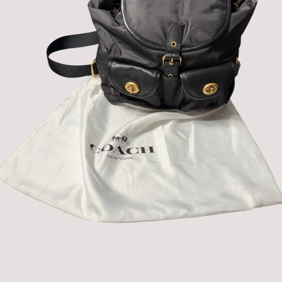 Coach Black Nylon Backpack / Vintage Rose Lining / Purse Protector Bag - Picture 10 of 12